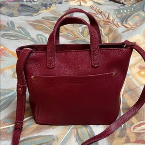 Portland leather mini tote in Red